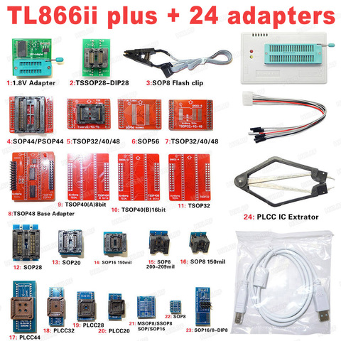 XGECU 100% Original nuevo TL866II Plus Universal Minipro programador + 24 adaptadores + Clip de prueba TL866 foto Bios de alta velocidad programador ► Foto 1/5