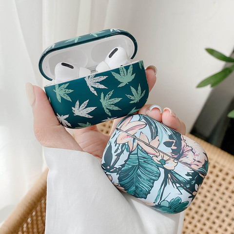 Funda de arce para auriculares inalámbricos, cubierta protectora para AirPods 2 Pro 1, con flores artísticas mate ► Foto 1/6