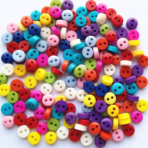 Mini botones de plástico, 6mm, 2 agujeros, accesorios de costura, lote de decoración, 100/500 Uds. ► Foto 1/2