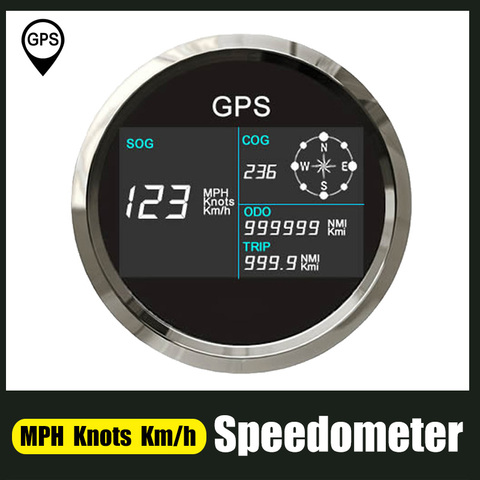 Velocímetro GPS Digital de 85mm con retroiluminación de 7 colores, pantalla LCD, odómetro, contador de kilometraje ajustable, para coche, barco, 12V, 24V ► Foto 1/6