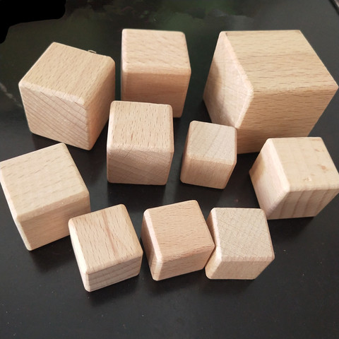 Cubos de madera para manualidades, bloques de fotos artesanales, bloques de madera Natural sin acabado ► Foto 1/6