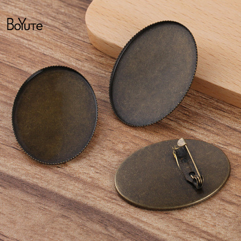 BoYuTe (10 unids/lote) Oval 30*40MM cabujón Base en blanco bandeja configuración bronce antiguo Oval plateado Vintage bases para broche ► Foto 1/6