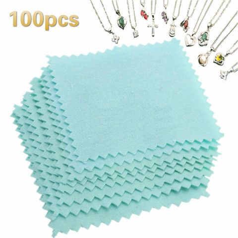 100 unids/pack polaco paños de limpieza para pulir con paquete paño de limpieza de joyería ► Foto 1/5