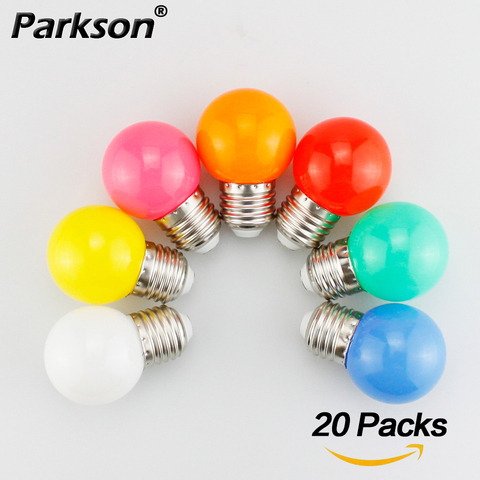 Bombilla LED de 20 piezas colores, lámpara LED E27 de 220V, G45, 7 colores, RGB, SMD3528, decoración, vacaciones, Navidad ► Foto 1/6