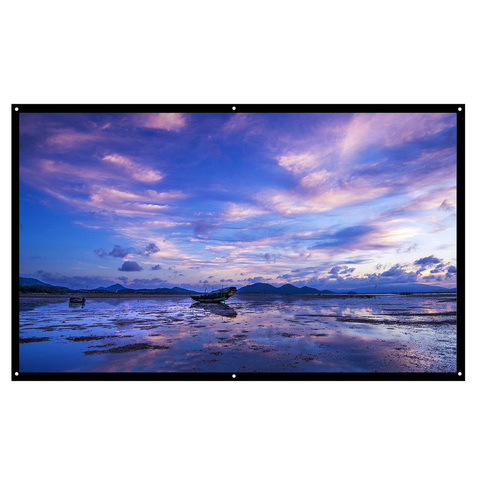 Pantalla reflectante de alto brillo para proyector pantalla de tela plegable de 100 pulgadas para interiores y exteriores, pantalla de películas para el hogar ► Foto 1/6