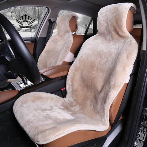 KOPOHA MEX-fundas de felpa para asiento de coche, cojín de lana de piel de oveja Natural australiana, para invierno, NC078 ► Foto 1/6