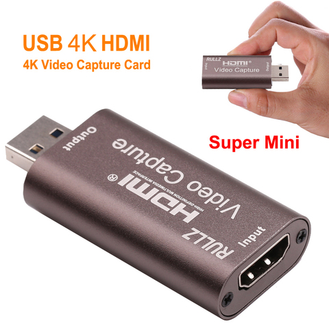 Rullz 4K Audio Tarjeta de captura de vídeo HDMI a USB 2,0 Mini TARJETA DE ADQUISICIÓN transmisión en vivo Placa de cámara interruptor de grabación de juego ► Foto 1/6