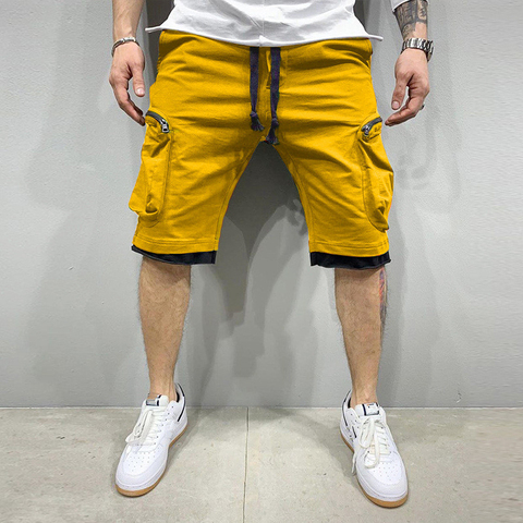 Pantalones cortos de secado rápido para gimnasio para hombre, ropa de calle informal para Fitness, para correr, con múltiples bolsillos ► Foto 1/6