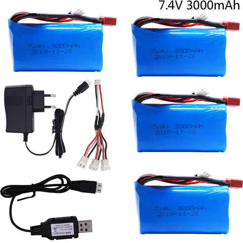 Batería lipo de 7,4 V y 3000MAH para Q46 Wltoys 18650/10428 piezas de repuesto de coche teledirigido con cargador, batería de 12428/12423 V 2S para piezas de Juguetes ► Foto 1/6