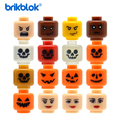 Minicabezal de ladrillos para niños, estampado personalizado de calabaza, esqueleto, expresión facial para MOC, construcción, Juguetes de bloques de construcción, 10 Uds. ► Foto 1/3