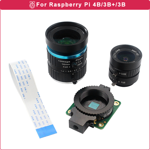 Módulo de cámara Raspberry Pi 4 HQ, visión nocturna, 12,3 megapíxeles, Sensor Sony IMX477, 6mm, CS, 16mm, lente de montaje en C para Raspberry Pi 4/3B + ► Foto 1/6