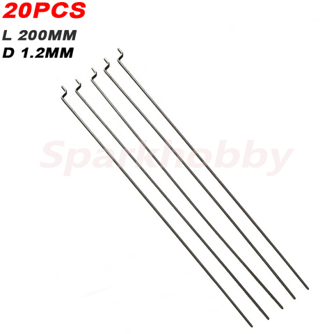 20 piezas Sparkhobby, palanca de cambios de dirección tipo Z, diámetro de 1,2mm, longitud de 20cm, varilla de tracción de acero inoxidable, servopalanca para pieza de Avión RC ► Foto 1/6