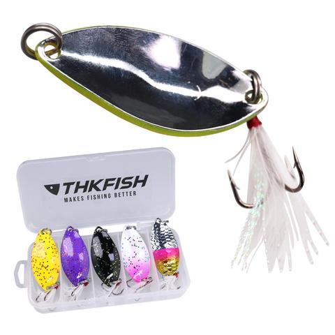 5 unids/caja de pesca Jigging señuelo cuchara de Metal Spinner Señuelos de Pesca cebos duros con agudos de gancho para la trucha de lago ► Foto 1/6