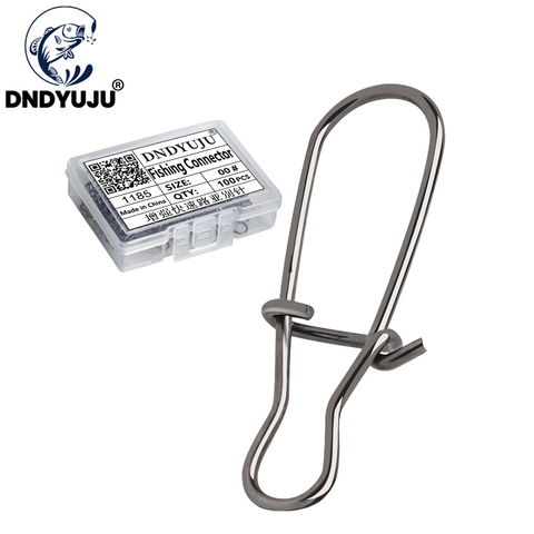 DNDYUJU 50/100 unids/lote de pescar de acero inoxidable broches Fastlock tamaño de Clips 00-8 conector de seguridad accesorios abordar de señuelos ganchos ► Foto 1/6