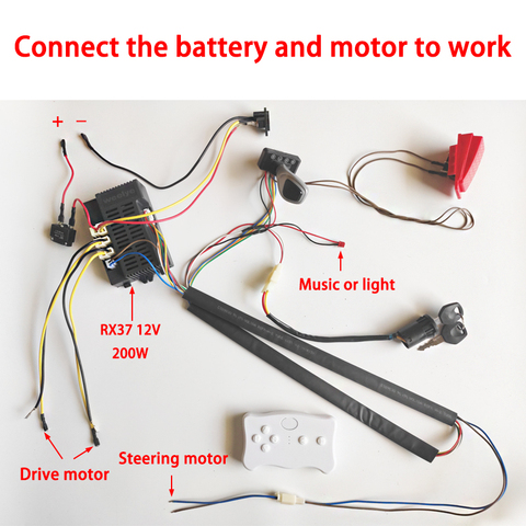 Coche eléctrico para niños DIY kit de cables y interruptores modificados, con control remoto Bluetooth de 2,4G auto-hecho coche eléctrico para bebés 12V6V24V ► Foto 1/6