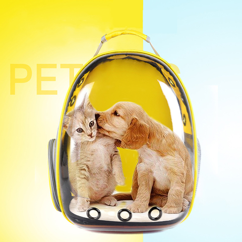 Mochila de viaje portátil para perros y Gato, cápsula espacial transparente, transporte al aire libre para cachorros, mochila para gatos, bolsa transpirable, producto para mascotas ► Foto 1/6