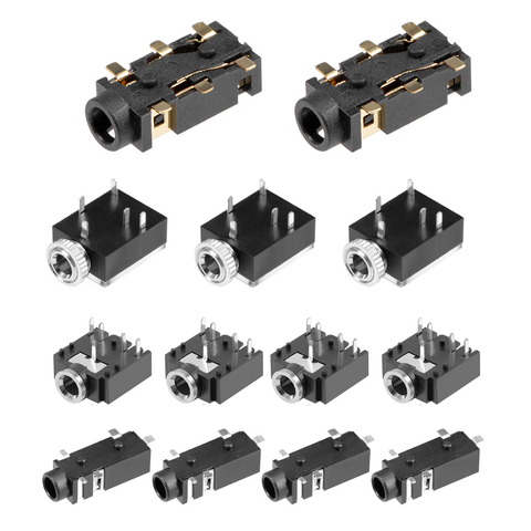 Uxcell 4/10/20/50/100 Uds auriculares estéreo Jack montaje PCB 2,5/3,5mm 3/4/5/6 Pin Audio conector de vídeo negro ► Foto 1/1