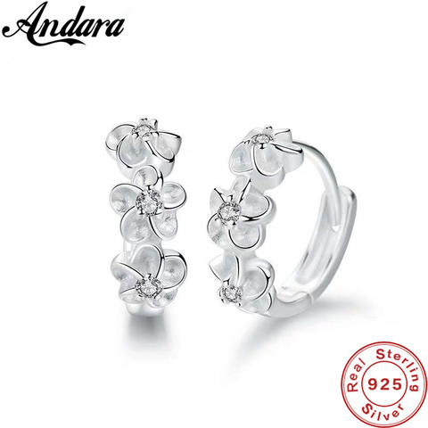 Pendientes de plata de ley 925 para mujer, aretes redondos de flor pequeña, abalorio, regalo de joyería ► Foto 1/6