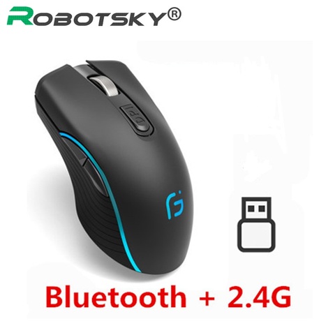 Ratón de ordenador recargable con Bluetooth 4,0 + 2,4 Ghz, modo Dual, inalámbrico, 2400DPI, óptico, para videojuegos, ordenador portátil ► Foto 1/6