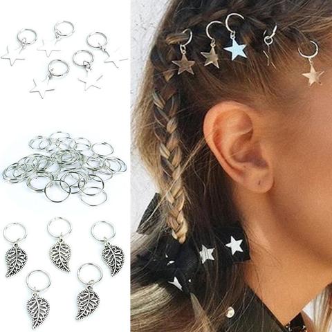 5-50 unids/set PLATA DE APERTURA anillo pelo Pelo Hip-hop trenza de pelo encanto Dreadlock cuentas Clips esposas anillos de joyería accesorios para rastas ► Foto 1/6