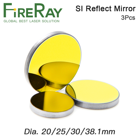 Fieray-Espejo reflectante láser Si Co2 para grabado láser, Reflector de silicona chapado en oro, lentes Dia.19 20 25 30 38,1mm, 3 uds. ► Foto 1/6