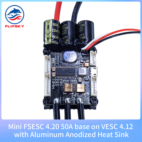 Controlador de velocidad 3-12s Esc PWM, Mini FSESC4.20 50A, Base en VESC®4,12 Con disipador de calor anodizado de aluminio Flipsky ► Foto 1/5