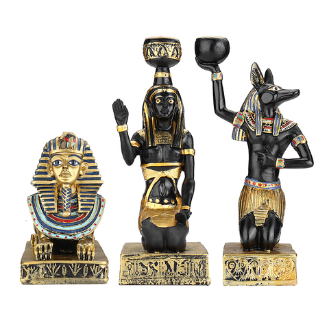 Figuritas de resina para Retro Antiguo, candelabro con forma de diosa egipcia, eshinx, Anubis, artesanías, adornos decorativos para el hogar ► Foto 1/6