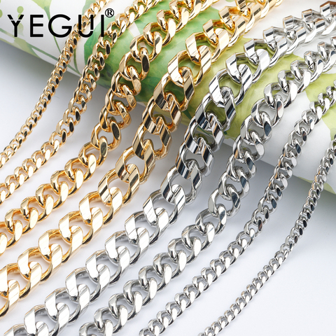 YEGUI-Cadena de eslabones de cobre y metal chapado en oro de 18k, 0,3 micras, rodio plateado, fabricación de joyas, collar de pulsera diy, 1 m/lote, C155 ► Foto 1/6