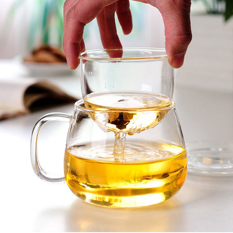 Taza de té de cristal resistente al calor para la oficina, Infusor de té a prueba de explosiones, rosa, leche, taza de té ► Foto 1/6