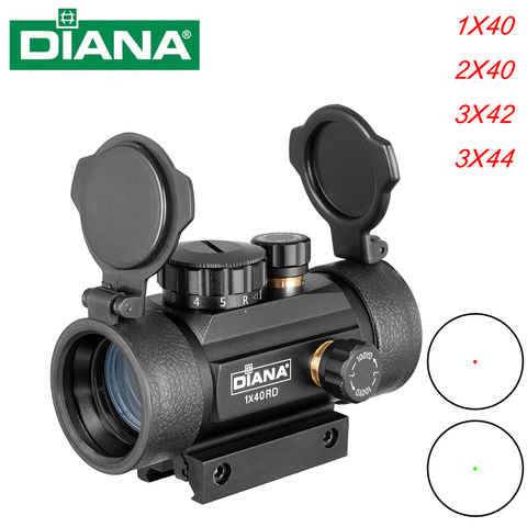 DIANA 1X40 2X40 3X42 3X44RD caza táctica rojo verde punto mira alcance óptico Riflescope ajuste 11/20mm carril colimador vista ► Foto 1/6