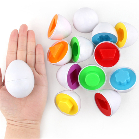 6 piezas Montessori aprendizaje educación juguetes de matemáticas huevos inteligentes 3D juego de rompecabezas para niños juguetes populares rompecabezas herramientas de forma mixta ► Foto 1/6