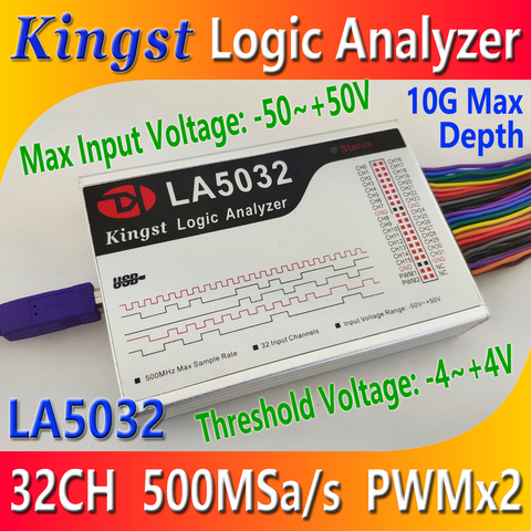 Kingst LA5032 analizador USB Logic 500M Frecuencia de muestreo 32 canales 10B muestras MCU brazo FPGA herramienta de depuración inglés software ► Foto 1/3