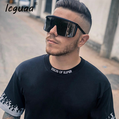 Deporte gafas de sol hombres onepiece 2022 mujeres de gran tamaño máscara forma Visor gafas de sol de las mujeres Sexy de los hombres de la moda superior plano a prueba de viento ► Foto 1/6