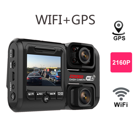 Grabador de cámara Dual para coche 4K 2160P WIFI GPS Logger, doble lente, DVR Novatek 96663 Chip Sony IMX323, Sensor de visión nocturna, cámara de salpicadero ► Foto 1/6