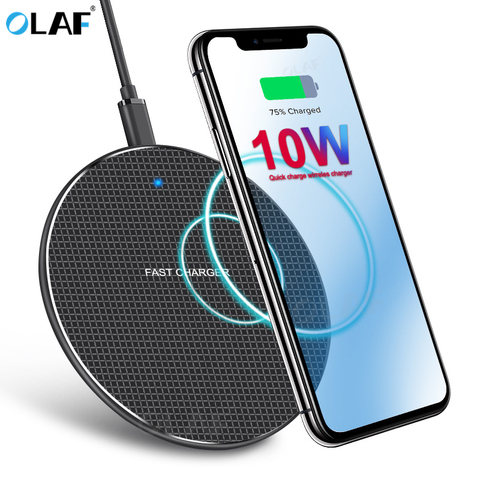 Cargador inalámbrico de 10W, carga rápida para iPhone X XS 11 Pro Max 8 Qi, adaptador inalámbrico para Samsung Note 9 10 S9 S10 Plus, almohadilla de carga ► Foto 1/6