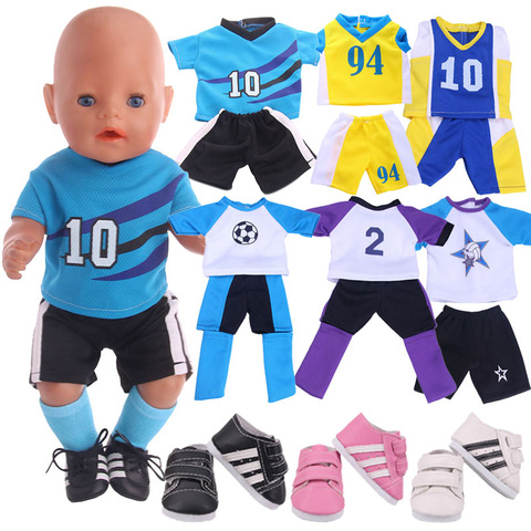 Ropa de muñeca de fútbol para niñas, zapatos de tenis de 18 pulgadas, muñeca Reborn de 43CM, muñeca rusa ► Foto 1/6