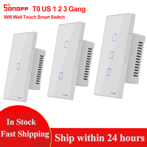 Sonoff-interruptor inteligente T0 con Wifi, Control remoto en casa, pared, temporizador, aplicación Ewelink, funciona con Alexa y Google Home, US 1/2/3 Gang ► Foto 1/6