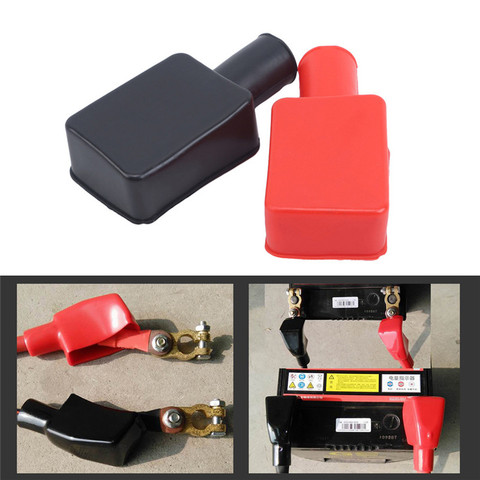 Tapas de terminales de batería positiva y negativa para coche, 2 uds., tapa protectora aislante para bote, accesorios de baterías de repuesto ► Foto 1/6