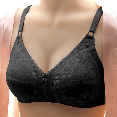 SVOKOR-Sujetador de encaje sin aros para mujer, de talla grande Bralette, ropa interior ultradelgada con flores ► Foto 1/4