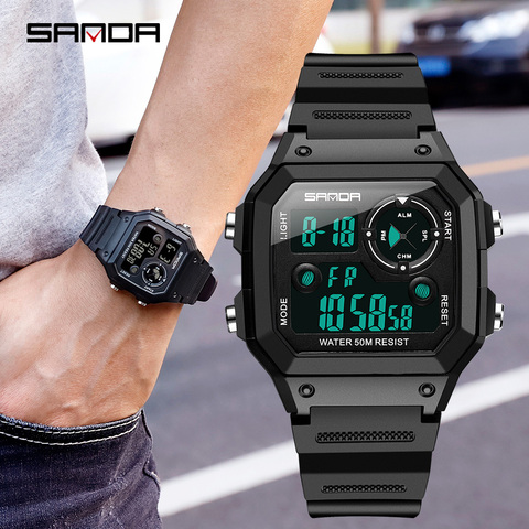 Relojes deportivos de estilo G para hombre, reloj Digital LED resistente al agua con cuenta atrás, militar, Masculino ► Foto 1/6