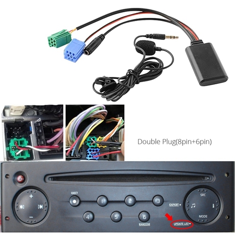 Cable auxiliar Bluetooth 5,0 para coche, micrófono manos libres, adaptador de llamada gratuito para teléfono móvil Renault 2005-2011 ► Foto 1/6