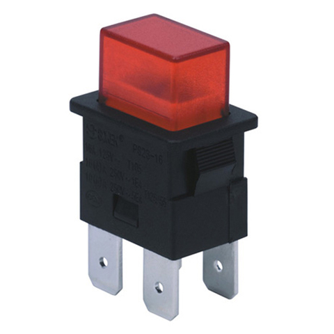 Interruptor táctil negro de 15A, 4 pines, con luz, pulsador rojo, interruptor de balancín eléctrico de 250V, PS23-16, certificación TUV, 21*15*31mm, 5 uds. ► Foto 1/6