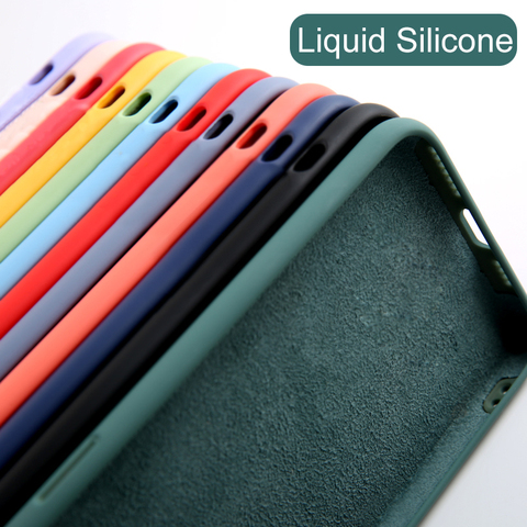 De silicona suave líquida caso para iPhone 7 6 6s 8 Plus 5 5S SE X Xs X 11 Pro carcasa para Max XR Color caramelo Capa a prueba de golpes contraportada ► Foto 1/6