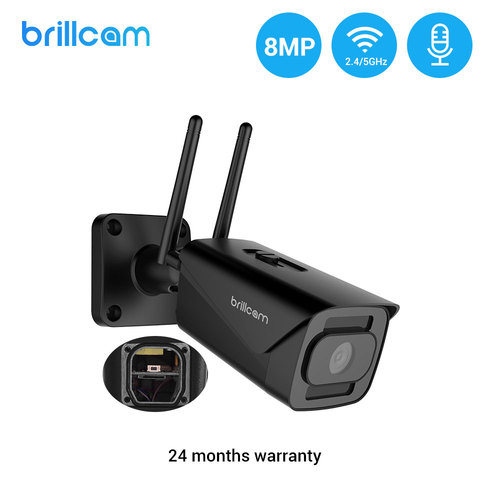 Brillcam WiFi inteligente Cámara IP al aire libre 4K visión nocturna impermeable IP67 de Audio Cámara bala 8MP 2,8 cámara de seguridad Mm ranura para Micro Sd ► Foto 1/6