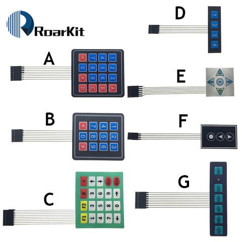 1*2 3 4 5 interruptor de membrana de botón de tecla 3*4 4X5 teclado de matriz 1X6 teclado con cojín de panel de Control LED Kit DIY para Arduino ► Foto 1/6