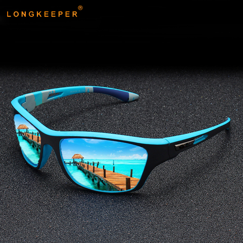 LongKeeper-gafas de sol polarizadas clásicas para hombre y mujer, lentes de sol polarizadas clásicas para conducción, deportivas para exteriores, color azul, de marca de diseñador, con espejo ► Foto 1/6