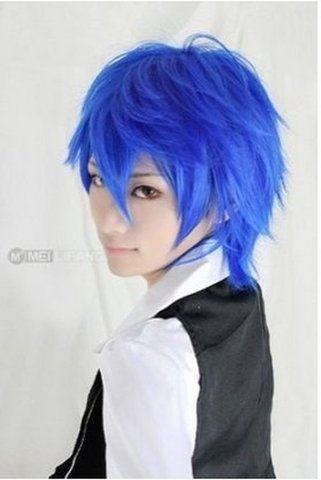 Anime peluca para Vocaloid Kaito Cosplay azul corto recto Pelucas de pelo sintético de los hombres de moda Peruca Pelucas ► Foto 1/2