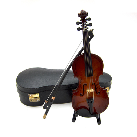 1 Uds. Modelo de violín en miniatura de madera con soporte y estuche Mini instrumento Musical 1/12 casa de muñecas 1/6 accesorios para figuras de acción ► Foto 1/6