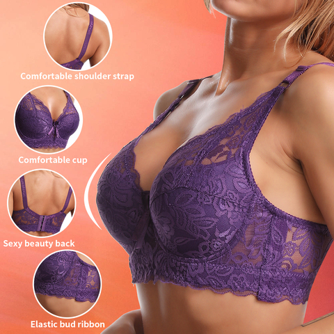 Sujetador de encaje de talla grande para mujer, ropa interior, bralette, top corto sexy sin tirantes, bralette grande ► Foto 1/6