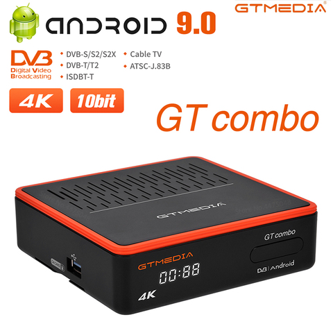 GTMEDIA-receptor de televisión por satélite terrestre GTCOMBO, decodificador con Android 9,0 + DVB-S2X/T2/C, receptor inteligente de Google, novedad ► Foto 1/6